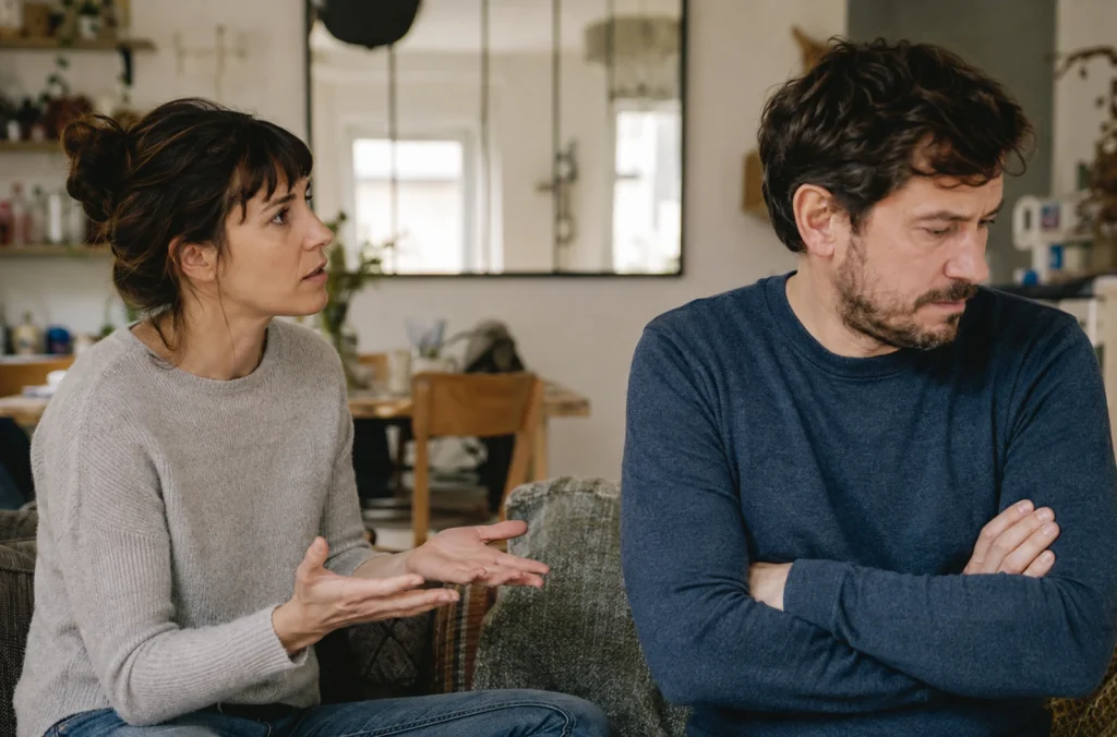 Couple en désaccord pendant une discussion à la maison