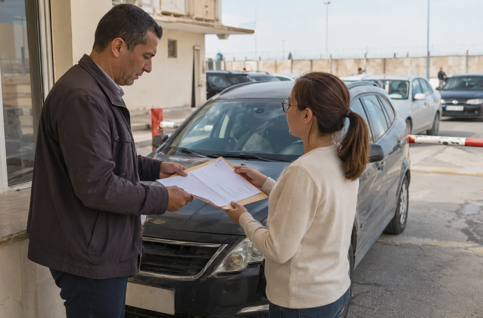 Automobiliste présentant ses documents avant l’immobilisation de sa voiture